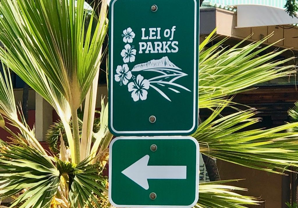 Look for the Lei of Parks sign along your ride.