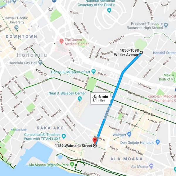 Pensacola St protected bike lane proposal shown in blue